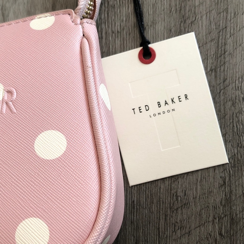 Ted Baker Soft Pink & White Polka Dot Convertible Shoulder Bag Wristlet NWT - Picture 5 of 16
